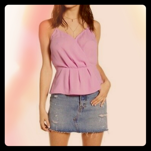 Leith Tops - NWT Leith Faux Wrap Lilac Cami with Peplum